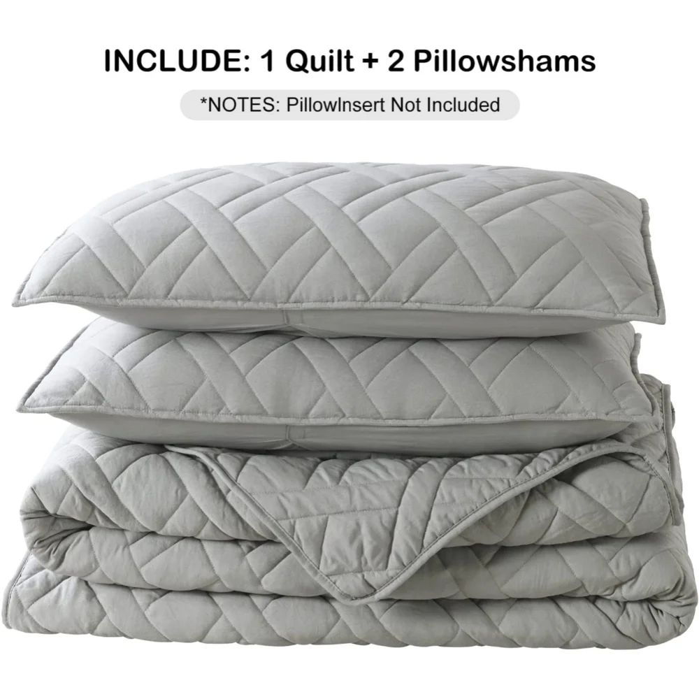 **SOLD**HORIMOTE HOME4 Quilt SET King Size Grey Classic Diamond Stitched Pattern - Picture 6 of 7